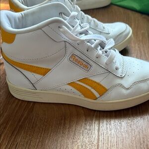 Reebok White and Yellow High-Top Sneakers